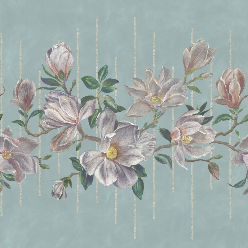 Magnolia Frieze aqua ochre O&B